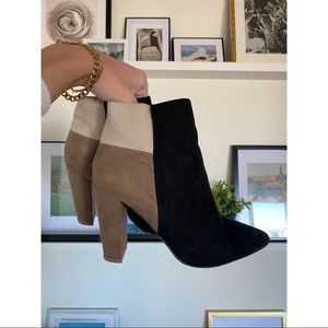Color Block Pointed Toe Booties